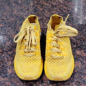 Yellow Knit Athletic Sneakers - Vibrant Yellow Running Shoes